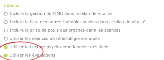 Options d'affichage de la fiche client